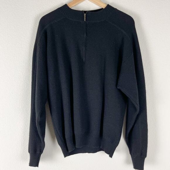 VTG Demetre Pullover Sweater Mens Medium Black Knit 1/4 Zip Wool Blend Hong Kong - Picture 1 of 14